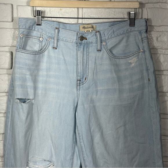 Madewell The Slouchy Boyjean  Distressed Light Wash Size 29 Petite - Picture 12 of 13